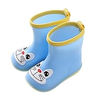Blue Cat Cartoon Character Rain Shoes Children's Rain Shoes Boys And Girls Water Shoes Baby Lined Boots for Toddlers