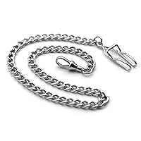 Finov Swivel Snap Hook Albert Chain Pocket Watch Chain Replacement (Silver)