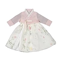Girl Baby First Birthday Party Celebration Hanbok Korean Traditional Costumes Peach Flower Lovely 100th - 8 Ages osg12