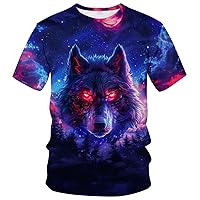 Novelty Men's Wolf T-Shirt Funny Animal Graphic Tee Shirt