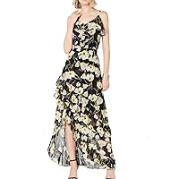 Womens Floral High-Low Ruffled Dress