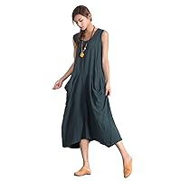 Women's Linen Cotton Loose Kaftan Soft Dress Large Clothing 100