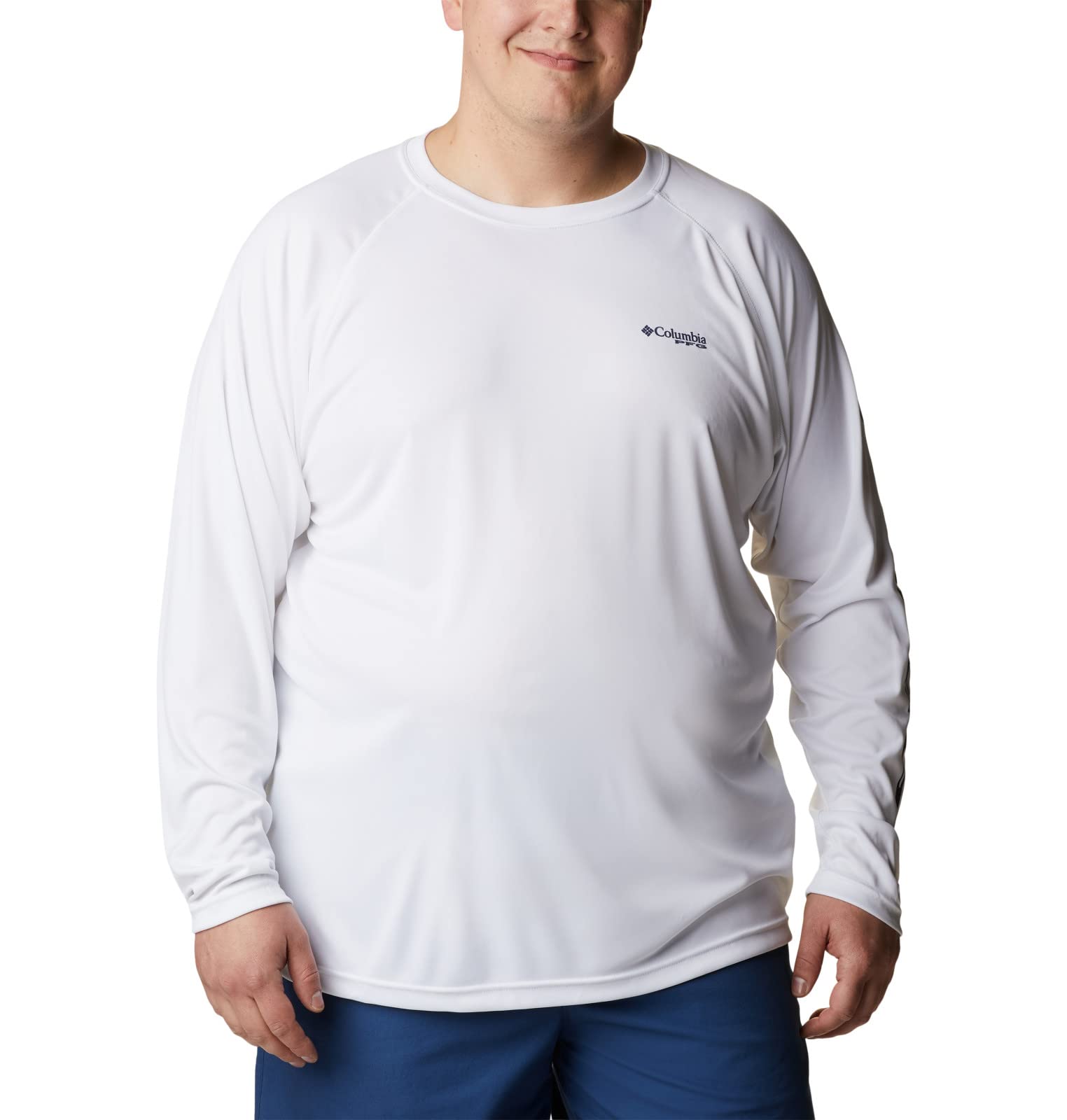 Columbia Men's Terminal Tackle Long Sleeve Shirt, White/Nightshade Logo, Large