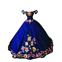2024 Mexican Style Flower Embroidered Quinceanera Prom Dresses with Sleeve Off Shoulder Sweet 16 Party Dress