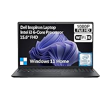 Dell Insprion 15 PC, 15.6” FHD Laptop Computer, 12th Intel Core i3 Processor(6 cores), 8GB DDR4 RAM, 256GB SSD, Windows 11 Home, Intel UHD Graphics, WiFi 6, USB-C, Webcam, Carbon Black