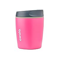 Owala SmoothSip Insulated Stainless Steel Coffee Tumbler, Reusable Iced Coffee Cup, Hot Coffee Travel Mug, BPA Free, Perfect for Cappuccino, 10 oz, Pink (Watermelon Breeze)