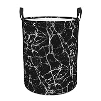 Black Marble Waterproof Oxford Fabric Laundry Hamper,Dirty Clothes Storage Basket For Bedroom,Bathroom