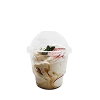 4U'LIFE 12 oz. Crystal-Clear Plastic Ice-cream Cups, Dessert Cups, Frozen Yogut Cups, Parfait Cups With Dome Lids, No Hole-20 Sets