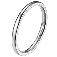 FaithHeart Band Rings 2/4/6/8 mm Width Stainless Steel/18K Gold Plated Polished Wedding Bands for Men Woman Personalized Customizable Gifts