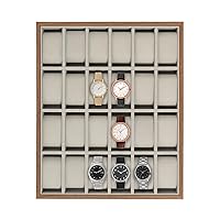 24 Slots Watch Storage Watch Display Box, Wooden Watch Gift Box Watch Box Organizer for Men(Light Brown)