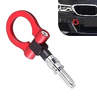 1 PC Car Front Bumper Screw-in Tow Hook, European System Alloy Rust-Proof Bumper Pull Ring, Heavy-Duty Tow Hook Folding Ring, Universal for Most Cars Trucks Modification Accessories (Red)