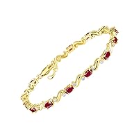 Bracelets for Women Yellow Gold Plated Silver Classic S Tennis Bracelet Gemstone & Genuine Diamonds Adjustable to Fit 7