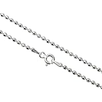 AKA Jewellery - 925 Sterling Silver Rhodium Plated Women Necklace - Diamond Cut Ball Bead Chain 2 mm - Sizes: 18