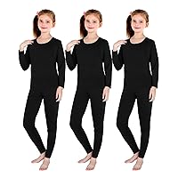 3 Set Girls Thermal Underwear Soft Winter Thermal Top and Bottom with Fleece Lined Base Layer for Girls