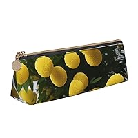 Round Chrysanthemum Pen Case Small Pencil Bag Triangle Pu Leather Pen Pouch Pen Bag Storage Bag With Zipper