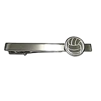 Silver Toned Etched Volleyball Tie Clip