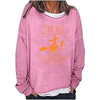 Why Yes, Actually I Can Drive A Stick T-Shirt Women Witch Halloween Lover Sweatshirt Letter Long Sleeve Pullover Tops