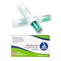 Dynarex Medicaine Sting & Bite Ampules - Bug Bite Itch Relief with 20% Benzocaine USP & 1% Menthol USP Liquid Formula for Pain, Itching, Irritation - .02 fl. oz. Each, Box of 10