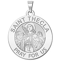 PicturesOnGold.com Saint Thecla Religious Medal - 2/3 Inch Size of Dime, Sterling Silver