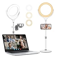 Desk Ring Light for Computer Zoom Meeting, 7'' Ring Light with Stand and Phone Holder, Laptop Ring Light for Video Conference/Video Call/Make up/Video Recording/Webcam/Live Streaming/YouTube/Tiktok