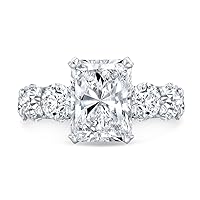 Kiara Gems 10 CT Radiant Diamond Moissanite Engagement Ring Wedding Ring Eternity Band Vintage Solitaire Halo Hidden Prong Silver Jewelry Anniversary Promise Ring