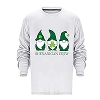 Mens St. Patrick's Day Sweatshirt Irish Clover Printed Casual Long Sleeve Hawaiian Oversized Pullover 2024