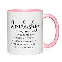 Inspirational Pink Two Tone Coffee Mug 11Oz - Leadership is About Making Others Better Quote