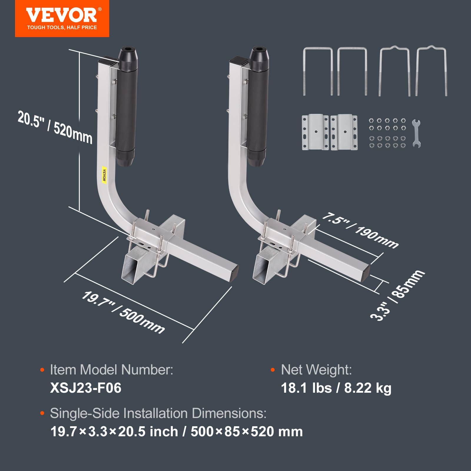 VEVOR Boat Trailer Guide, 20.5” Adjustable Design Trailer Guide Poles, 2PCS Rustproof Galvanized Steel Trailer Guide, Heavy Duty Roller Guide, for Ski Boat, Fishing Boat or Sailboat Trailer 2024