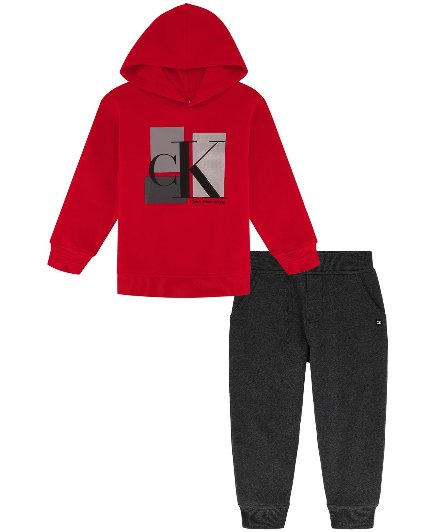 Calvin Klein Baby Boys 2 Pieces Fleece Hooded Jog Set