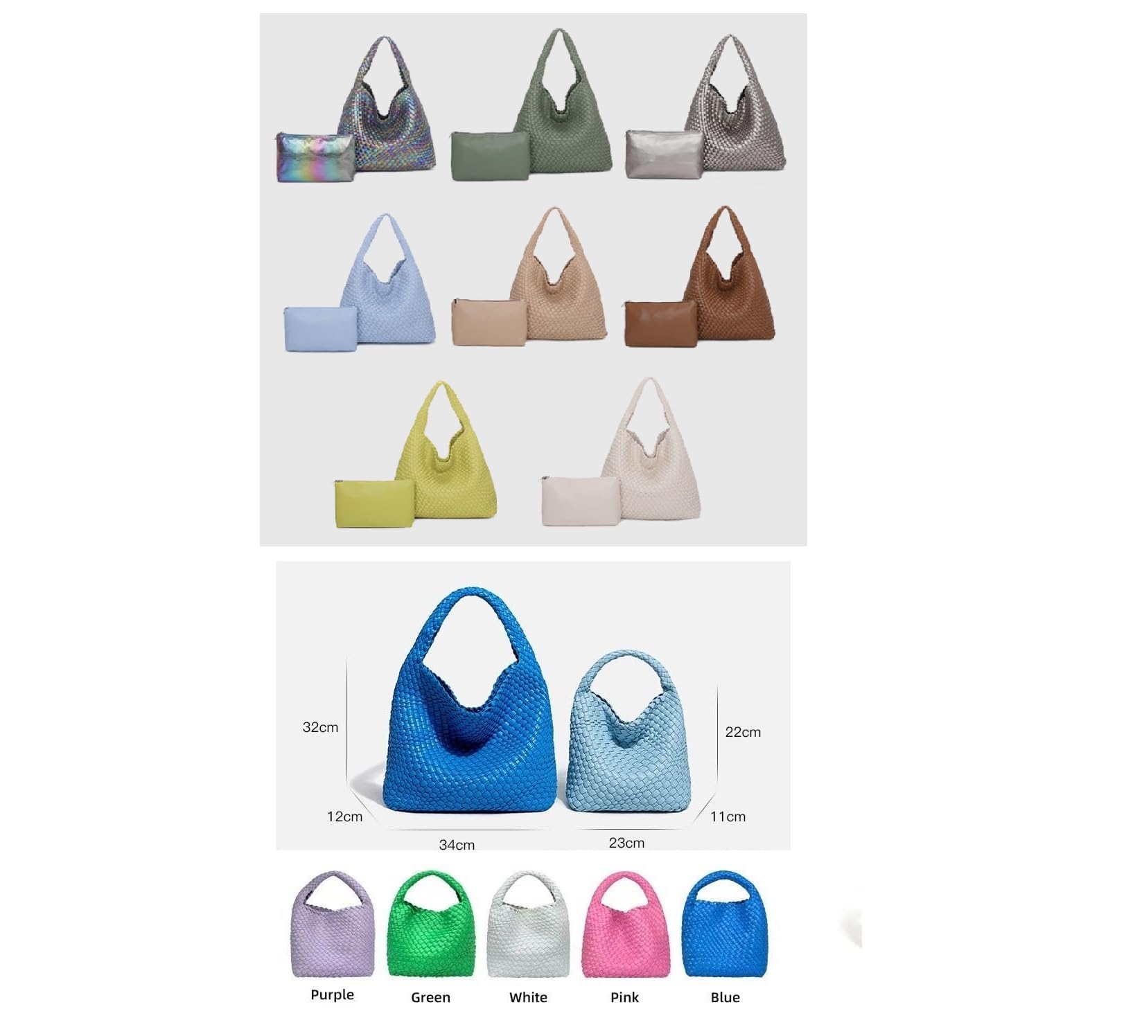 IMOOLY Women's Tote Bag, Luxury Handbag, Bucket Shape, Cube Shape, Shoulder Bag, Includes Pouch, Lightweight, Large Capacity, Various Colors, beige