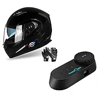 FreedConn BM2-S Modular Flip Up Motorcycle Helmet Bluetooth + T-COMVB Motorcycle Bluetooth Headset