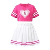 iiniim Girls Cheer Leader Outfits School Girls Cosplay Dress Uniform Shirt Pleated Skirt Dance Outfits