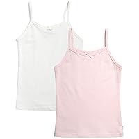 Girls' Undershirts - 2 Pack Organic Cotton Cami - Camisole Tank Top (2T-12), Size 4-5, Blush Hearts