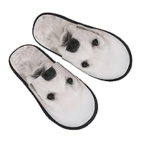 White Golden Retriever Women'S Winter Plush Home Slippers, Mute Cotton Slippers Flat Slippers Indoor/Outdoor Non-Slip Soles Large