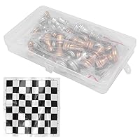 32 Pieces Chessmen with Plastic Film Chess Board,Chess Set, Gifts Travel Chess Set Game for Kids and Adults Educational Toys with Storage Box(Golden/Silver), Chess Sets for Adults Unique Travel