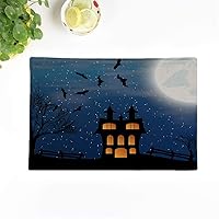 Set of 6 Placemats Abstract of Landscape Halloween Castle and Full Moon Autumn 12.5x17 Inch Non-Slip Washable Place Mats for Dinner Parties Decor Kitchen Table
