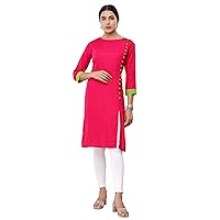 Vihaan Impex Rayon Printed Pink Dress for Partywear Indian Kurti for Women Tunic