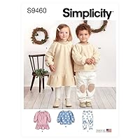 Simplicity Toddlers and Childrens Dress, Top and Pants-1/2-1-2-3-4-5-6-7-8