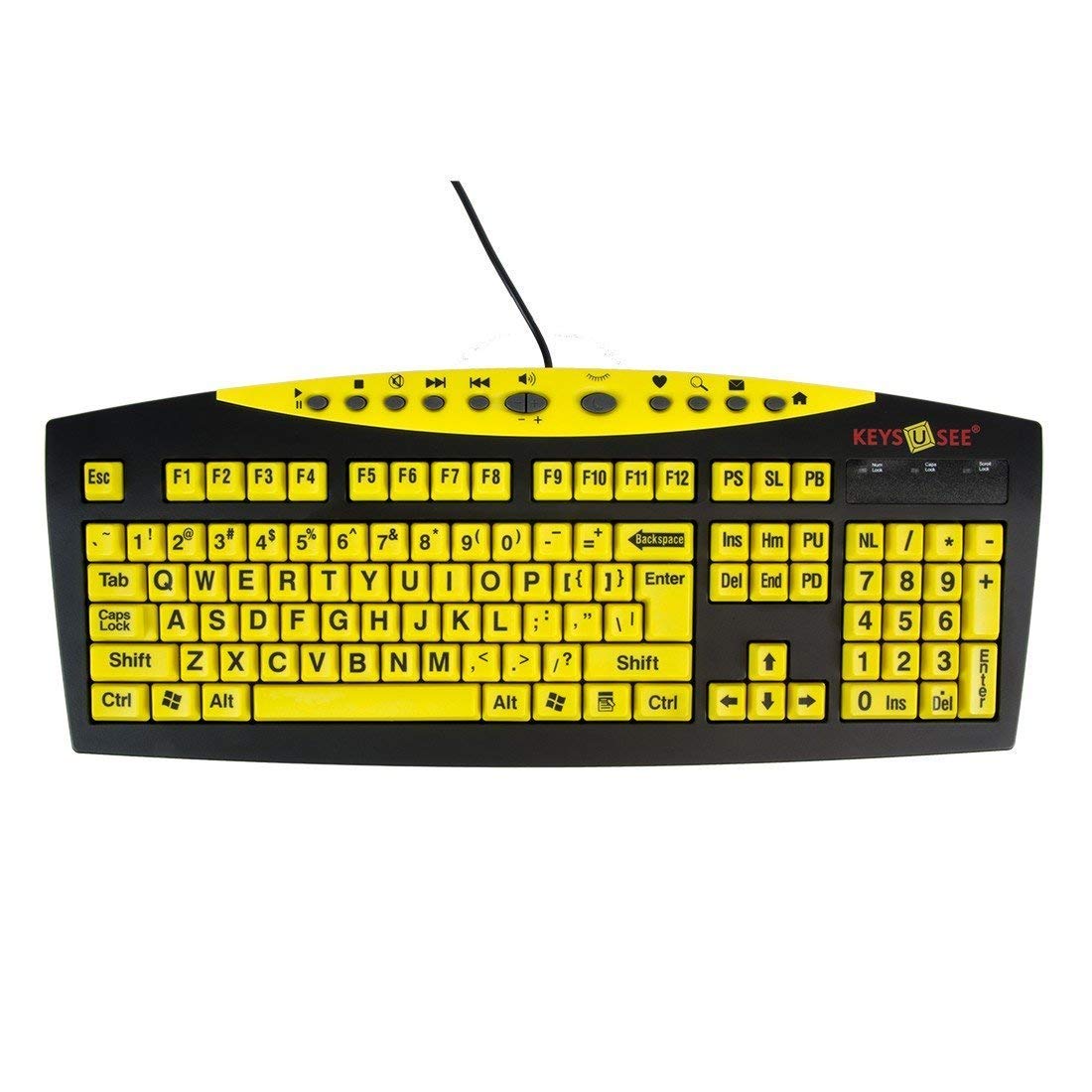 Keys-U-See Large Print USB Wired Computer Keyboard (Yellow Keys with Black Letters) Great for Visually Impaired Individuals - Senior Citizens in Lo...