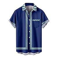 Men's Hawaiian Shirt Button Down Short Sleeve Blouse Tropical Casual Beach Shirt Tops Fashion Lapel Tunic