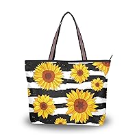 MNSRUU Tote Bag for Women - Large Polyester Top Handle Shoulder Purses and Handbags,Yellow Sunflower