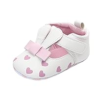 Baby Girls 3D Rabbit Ears V𝐞lcro Shoes Pu Love Print Flat Shoes Non Slip Mesh Breathable Sneakers for Newborn