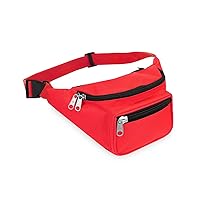 Everest Signature Embroidery Waist Pack, Red, One Size