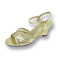 Floral Leah Women Wide Width Wedge Sandals for Wedding, Prom, Evening Affair
