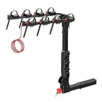 BougeRV Upgrade 2.0 Hitch Bike Rack with Dual Lock for SUV Truck, 165LB Capacity 2/3/4 Bikes Hitch Bike Carrier Rack with 2'' Hitch Receiver, Easy Assembly, Tilting & Foldable Bike Rack Hitch