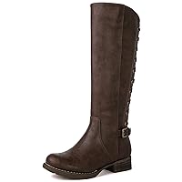 GLOBALWIN Women's Quilted Knee High Fashion Boots Strappy Boots For Women