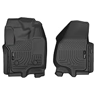 Husky Liners | Weatherbeater | Fits 2012 - 2016 Ford F-250/F - 350/F - 450 Super Duty Super & Crew Cab | Front Floor Liners - Black, 2 pc.| 18701