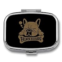 Sleeping French Bulldog Rectangular Pill Box Portable Medicine Pill Case 2 Compartment Pill Organizer for Travel Pocket Purse