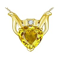 Solid 14k Gold Claddagh Love Pendant Necklace with 8mm Heart