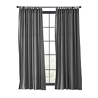 ChadMade Fire Resistant Flame Retardant Thermal Insulated Curtain Drapery Panel Pinch Pleat, Grey 52